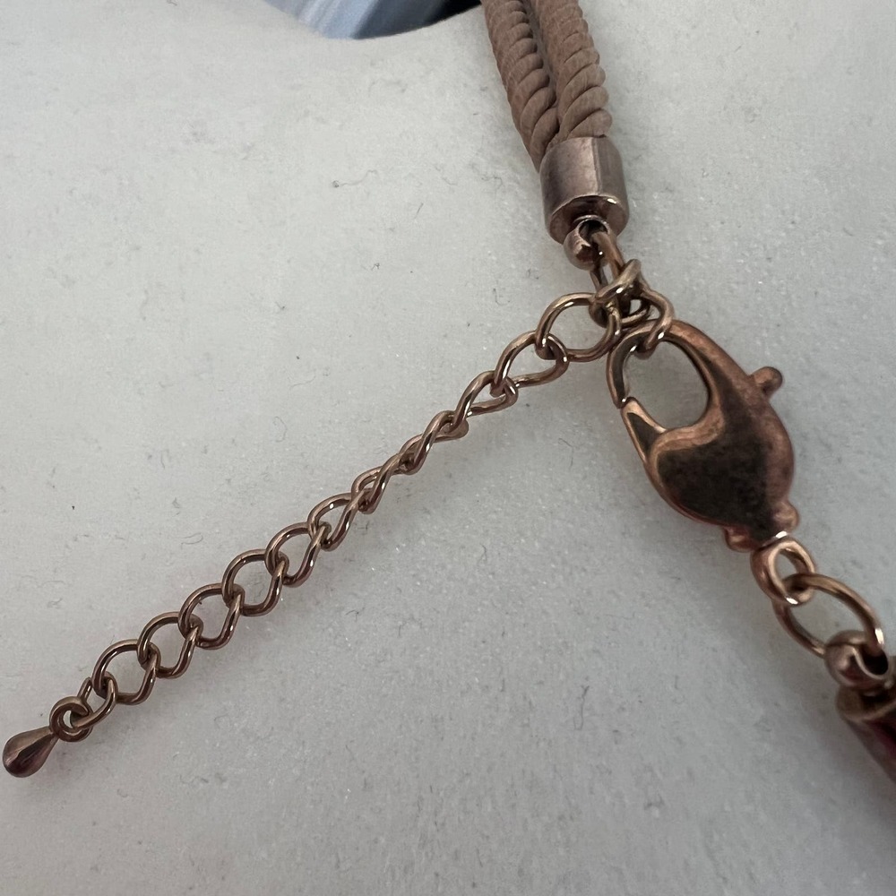 Unique mixed media off center jewel rope knot adjustable necklace - Picture 5 of 5